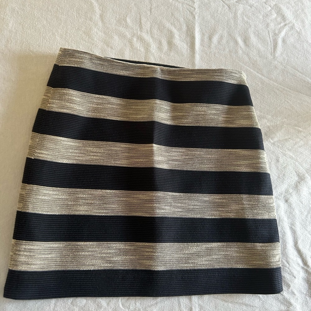 LOFT Striped Cream and Navy Women's Skirt